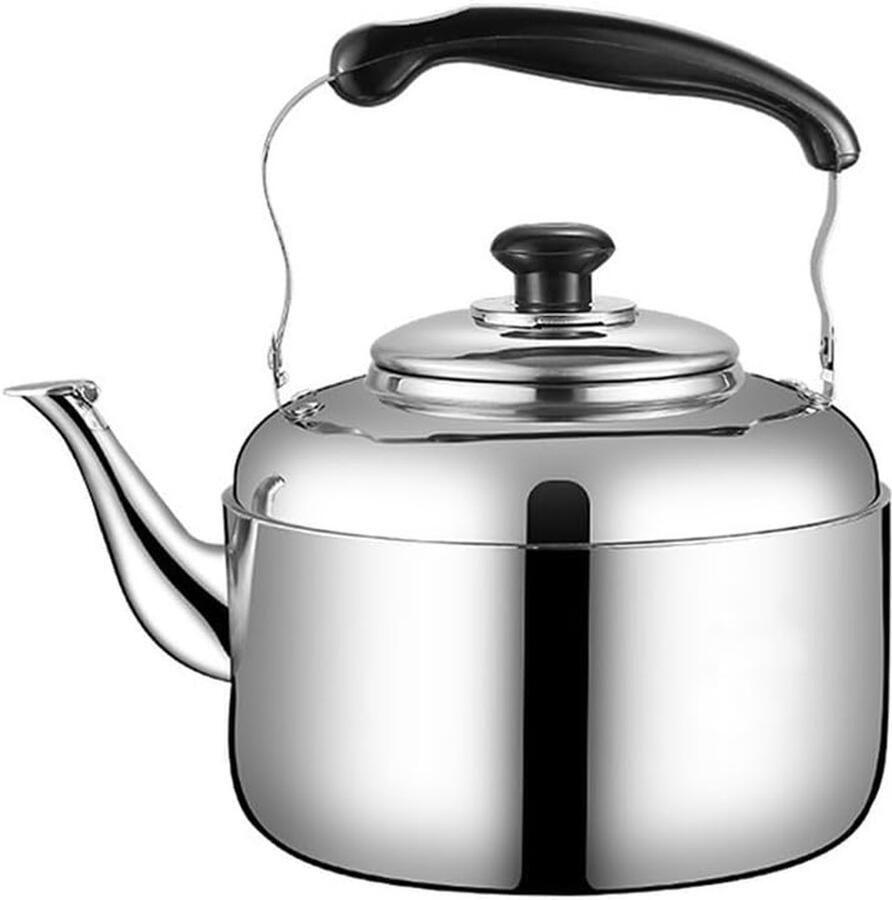 Waterketel Roestvrij Staal Theeketel Inductie Snel Water Koken Automatisch Fluit Signaal 1.5 Liter Inhoud Zilverkleurig