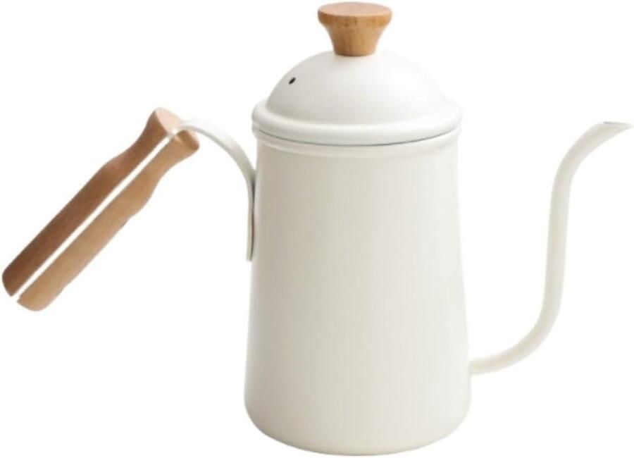 Waterketel Roestvrij Staal Theeketel Koffieketel Water Koken Gelijkmatige Verwarming 650 ml Wit