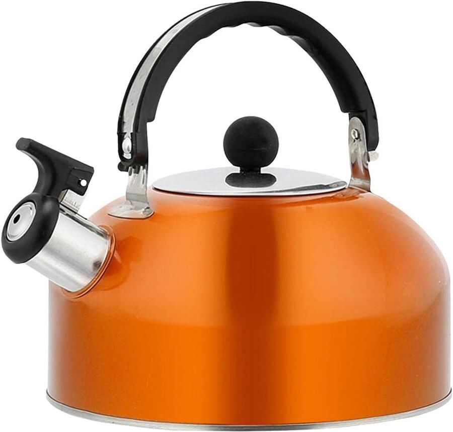 Waterketel Roestvrijstaal Theepot Fluitketel Koken op Fornuis Met Handvat 3 Liter Capaciteit Oranje