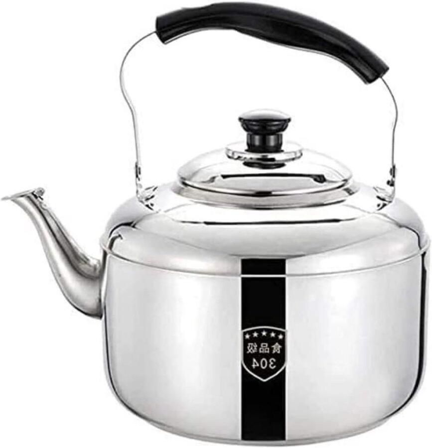 Waterketel RVS Theepot Fornuis Water Koken Fluitend Geluid 4L Zilverkleurig