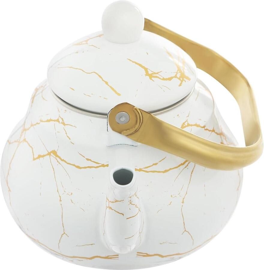 Waterketel Theeketel fluitketel Water koken Geschikt voor alle warmtebronnen 1.7 liter Wit