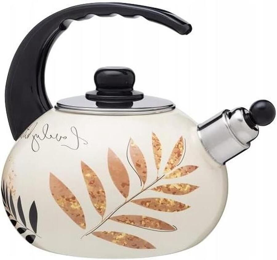Waterketel Theeketel fluitketel Water Koken Geschikt voor alle warmtebronnen 22 Liter Bruine bladeren