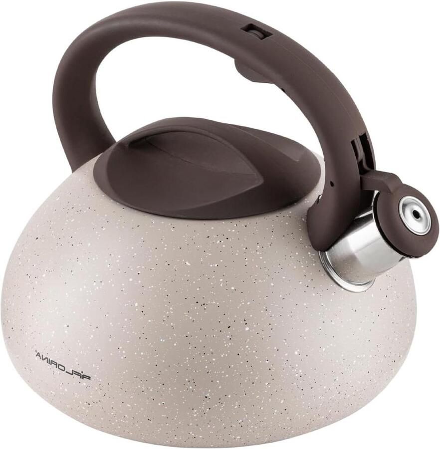 Waterketel Theeketel Fluitketel Water Koken Geschikt voor Inductie 25 Liter Beige