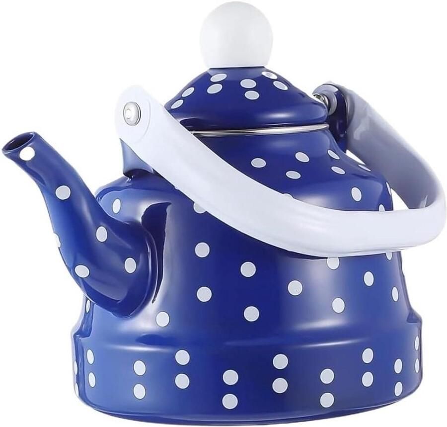 Waterkoker met Fluitje Theepot Kookpan Water Koken Klassiek Design 1.1 Liter Blauw