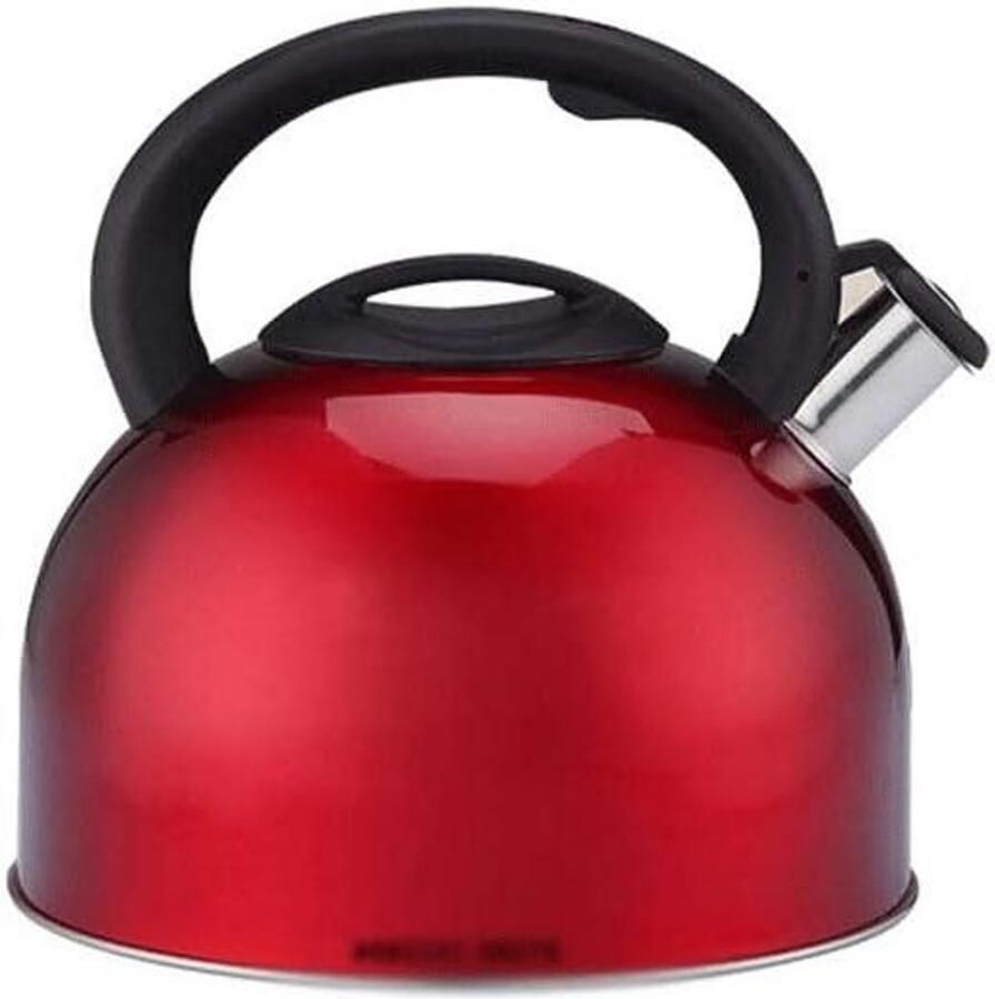 Waterketel Theeketel fluitketel Water Koken Roestvrij Staal 3 Liter Rood