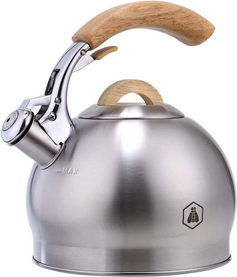 Waterketel Theepot Koffie en Thee Hout handvat 3 Liter Grijs