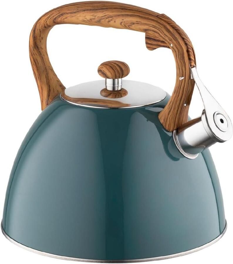 Waterketel Kookketel fluitketel Water koken Roestvrij staal 2.5 liter Donkergroen mat