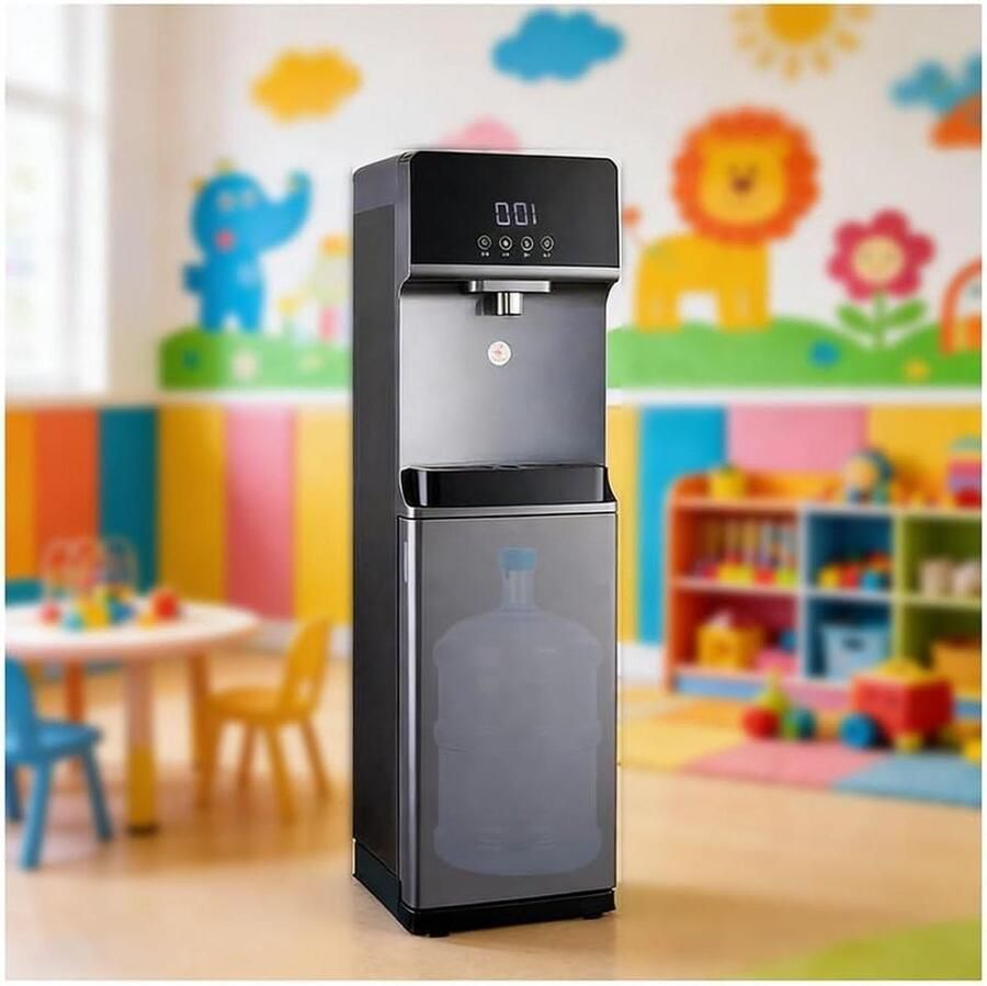Waterkoeler Dispenser Warm en koud water Direct drinken Kinderslot functie 31x33x102cm Donkergrijs