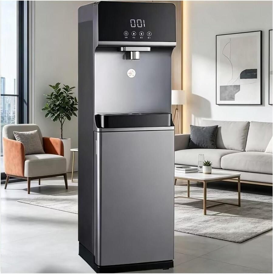 Waterkoeler Met Onderlader Waterdispenser Warm Koud Direct Drinken Snelle Verwarming 3 Sec 1020 mm Hoog Grijs