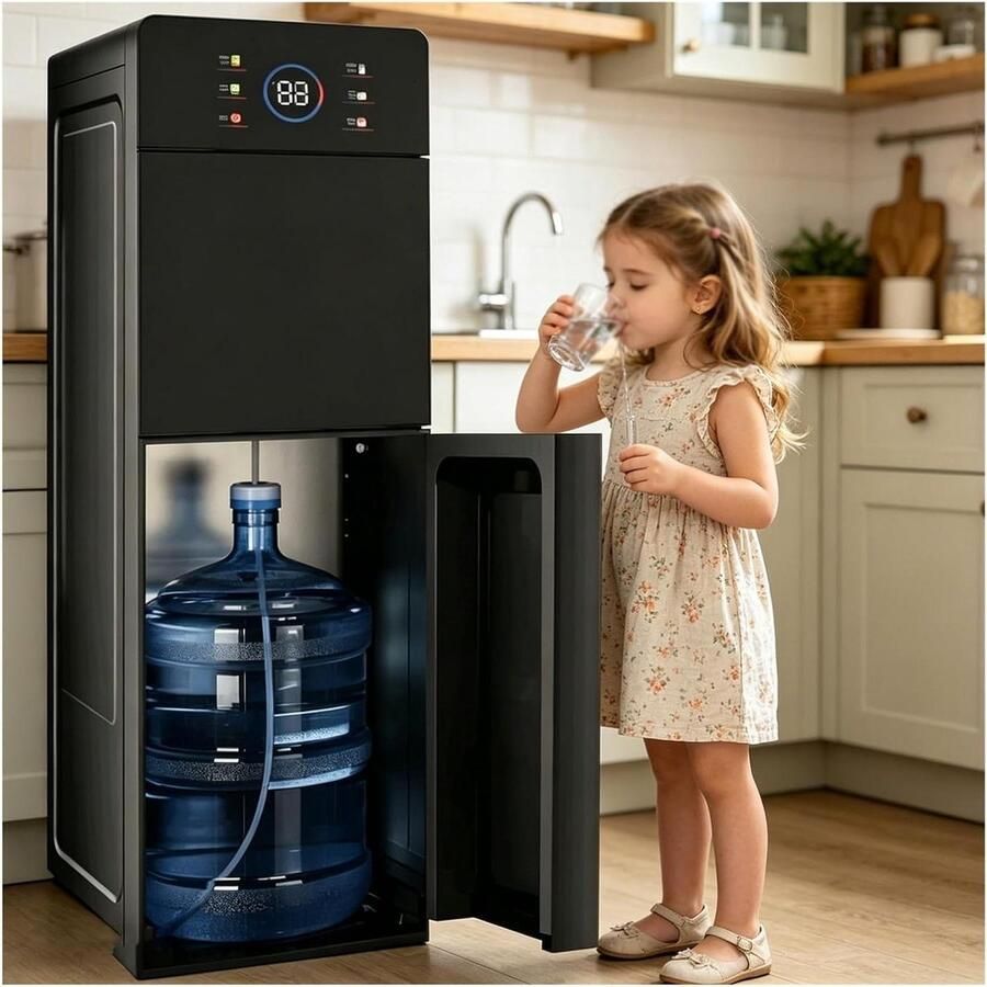 Waterkoeler Onderlader Waterdispenser Heet Water Direct Drinken 5 Temperatuurstanden Geschikt voor 5 Gallon Flessen Zwart