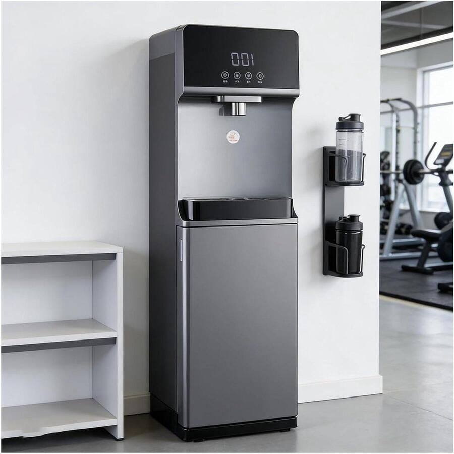 Waterkoeler Onderlader Waterdispenser Warm Koud Drinken Verfrissen Kinderslot Veiligheid 102H cm Grijs