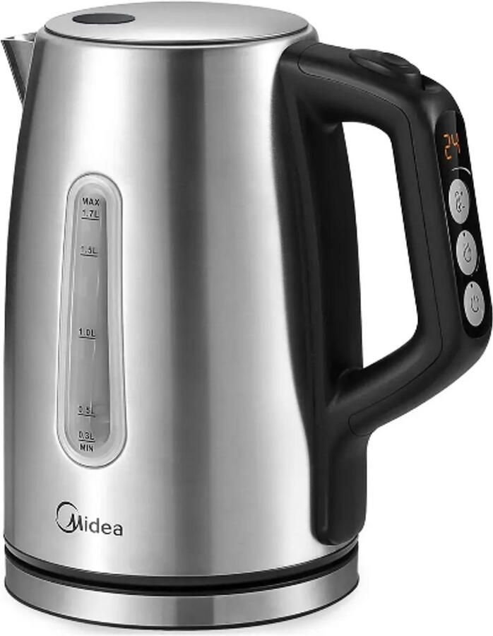 Roestvrijstalen waterkoker 1 7 L 2200 W 6 temperatuurniveaus (40-100 °C) warmhoudfunctie BPA-vrij waterniveau-indicator automatische uitschakeling droogkookbeveiliging kalkfilter