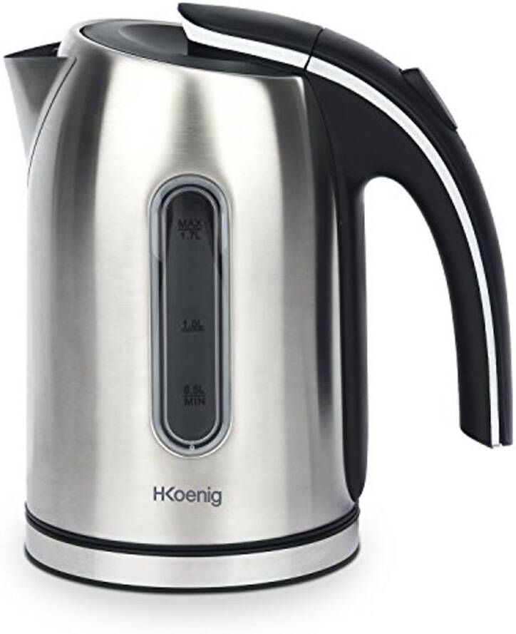 Waterkoker 1 7L Roestvrijstaal met 2200W Snelkokend Praktisch en Compact met 360° Draaibare Basis