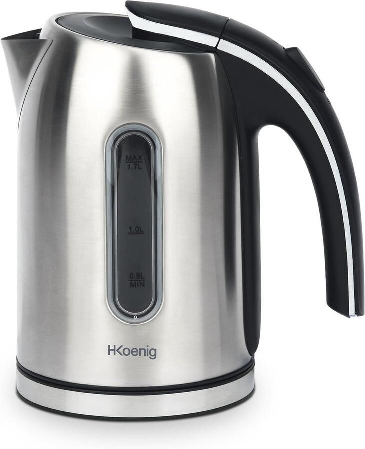 Waterkoker 1 7L Roestvrijstaal met 2200W Snelkokend Praktisch en Compact met 360° Draaibare Basis