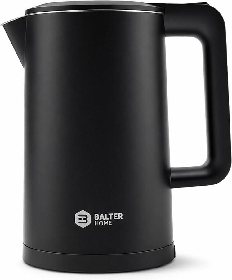 Waterkoker 1 7L RVS – Dubbelwandig – BPA-vrij – 2000W Elektrische Waterkoker – Snelkoker – Zwart