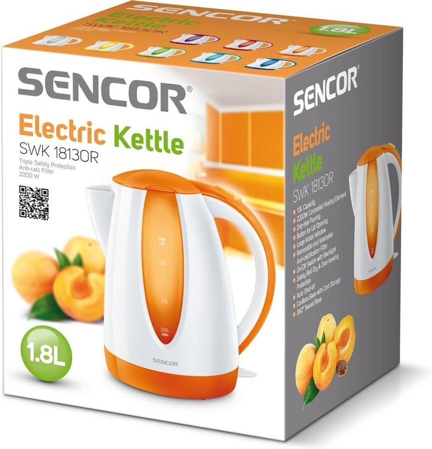 Waterkoker 1 8 Liter Oranje RVS met Antikalkfilter - Foto 1