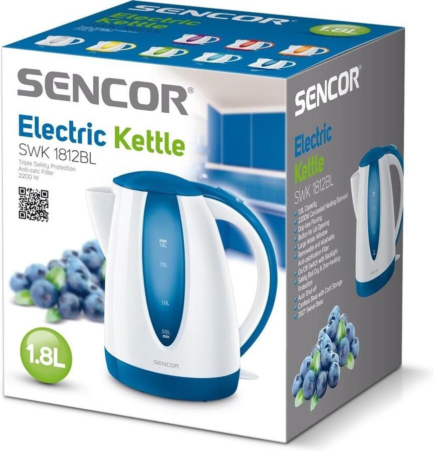 Waterkoker 1 8L Blauw RVS Element Veiligheidssysteem