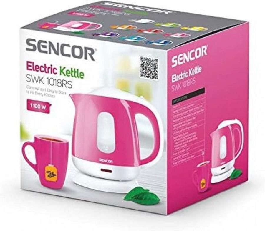 Waterkoker 1 liter Roze met 1100W Vermogen en Dubbelzijdige Waterniveau-Indicator