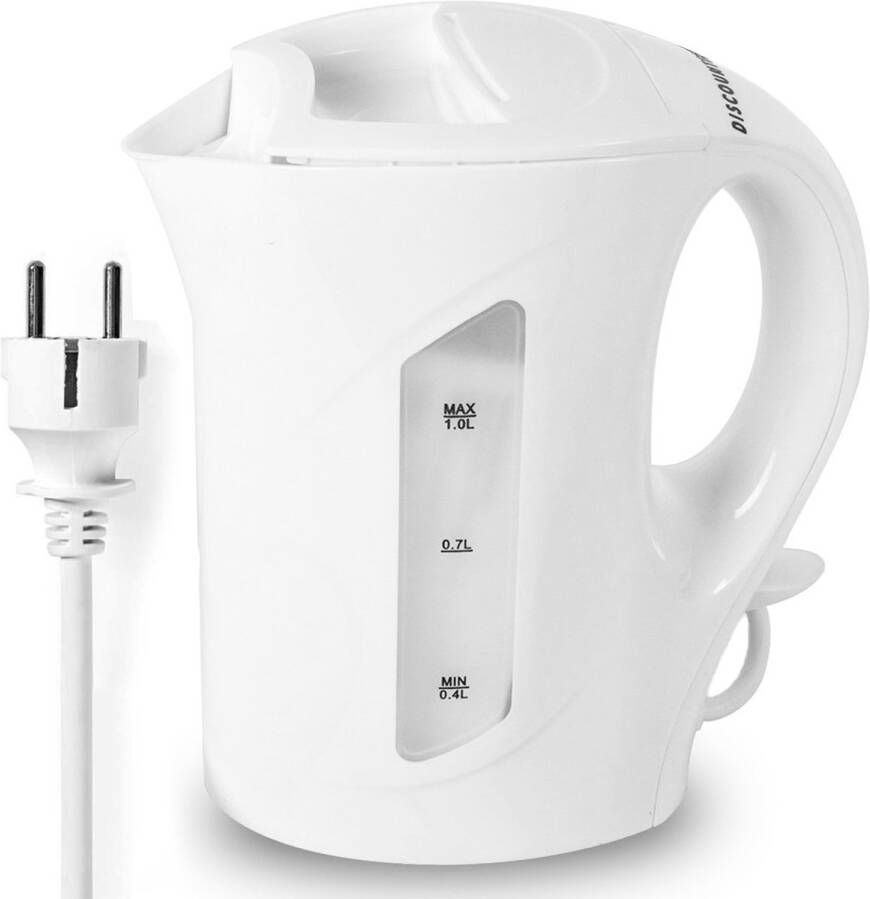 H&E Waterkoker 1 Liter Wit Energiezuinig 900 Watt Snelkokend en Compact Design