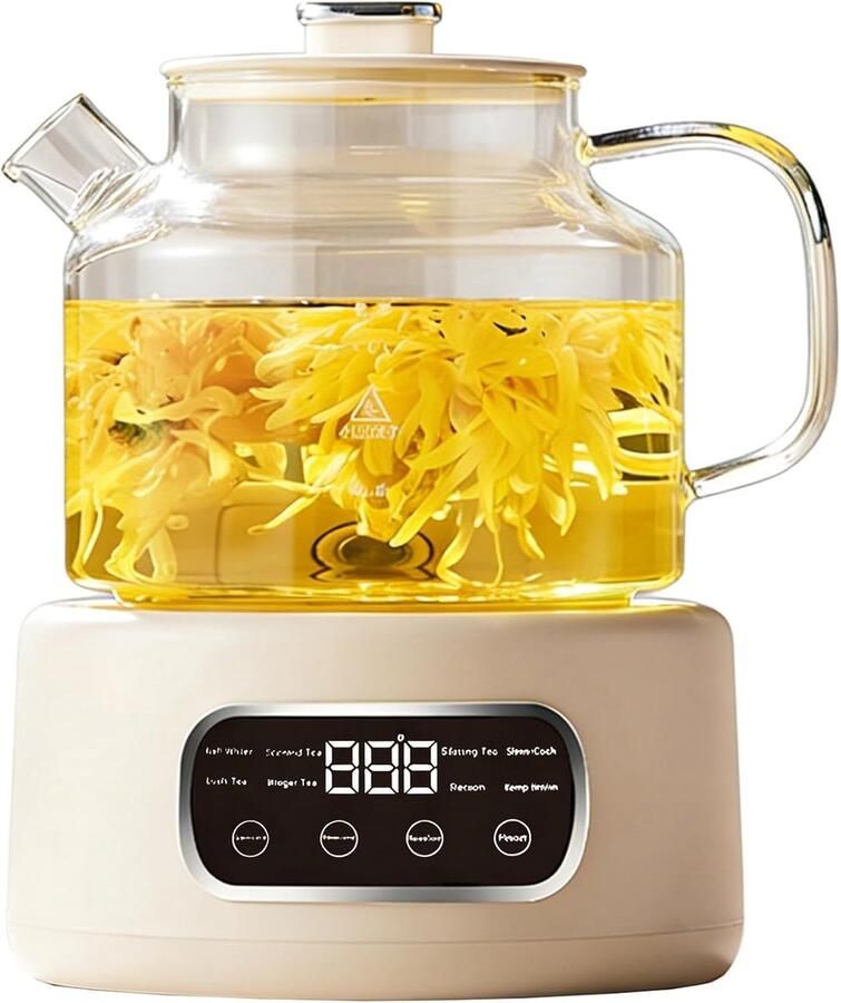 Waterkoker 1.2L Borosilicaat Glas Digitale Temperatuurregeling 24-uurs Timer Voor Thee Stoofpotjes & Desserts