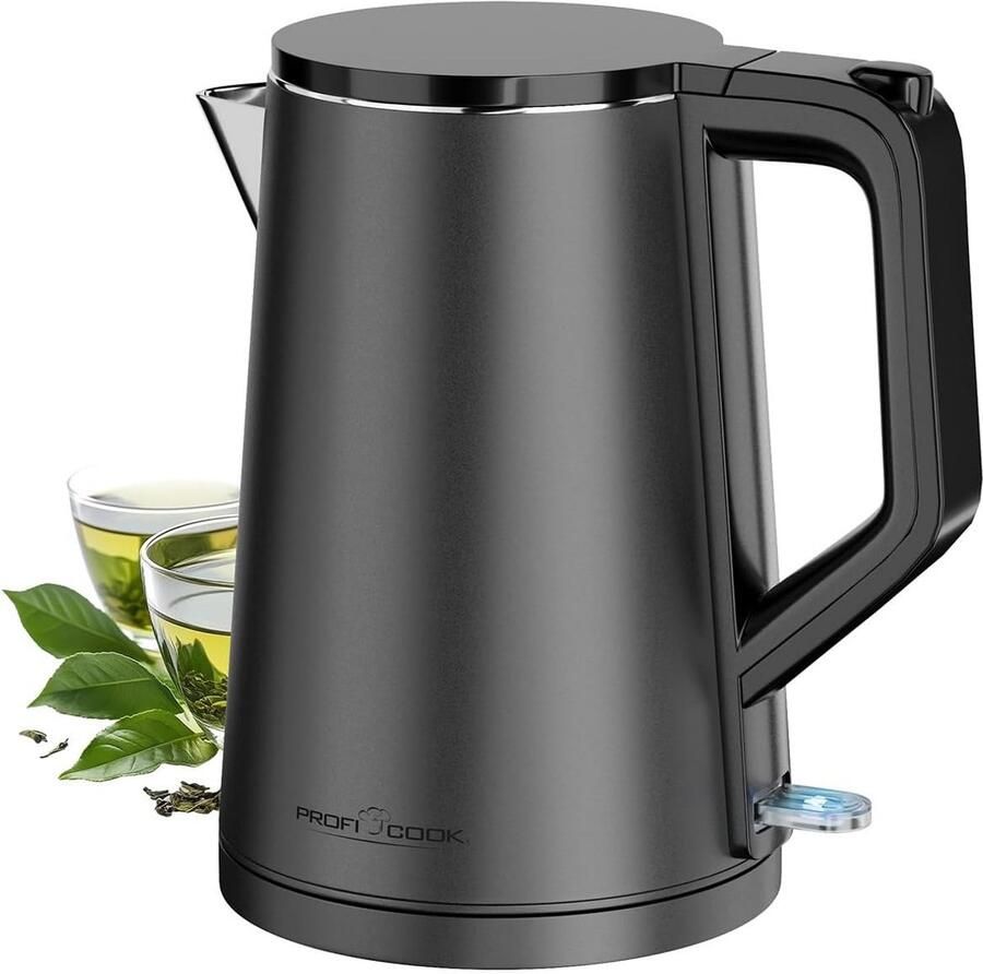 Waterkoker 1.5 Liter Themische Koker Snel Water Koken Dubbelwandige Isolatie 24cm Hoog Grafietgrijs