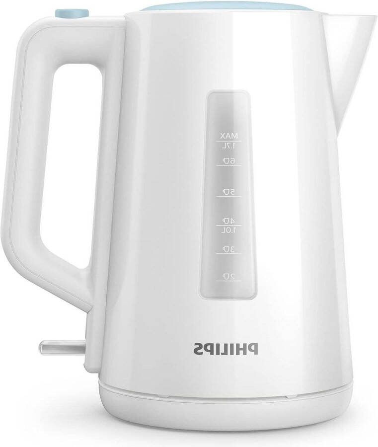 Waterkoker 1.7 L Inhoud Met Veerdeksel en Indicatielampje Draaivoet Wit