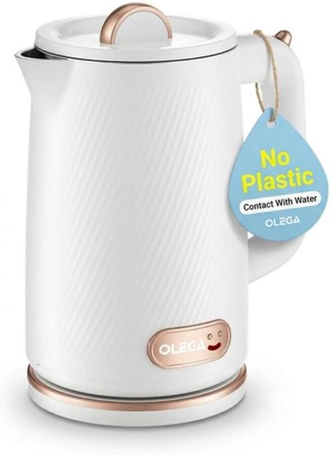 Waterkoker: 1800W snel opwarmen elektrische theeketel BPA-vrij 304 roestvrij staal elektrische waterkoker met automatische uitschakeling en droogloopbeveiliging 1.8L wit