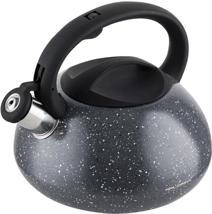 Waterkoker (2 5 l) I Roestvrijstalen Theeketel LAVA I Fluitketel met Siliconen Handvat I Automatisch Fluitje I Waterketel voor Inductie Fornuis Gasfornuis en Elektrisch Fornuis I Grijs