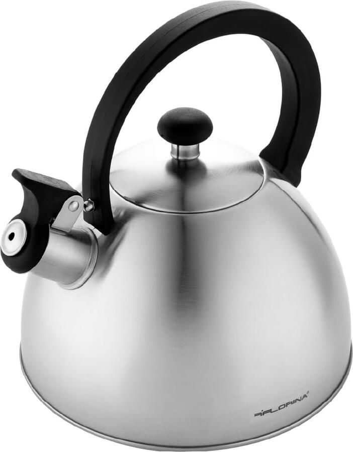 Waterkoker (2 5 l) I Roestvrijstalen Waterkoker BRILLO I Fluitketel met bakelieten steel I Krasbestendig I Waterketel voor Inductiekookplaat Gasfornuis Elektrische Kookplaat I Zilver