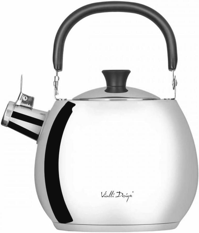 Waterkoker 2 5 l met fluitje van gepolijst staal