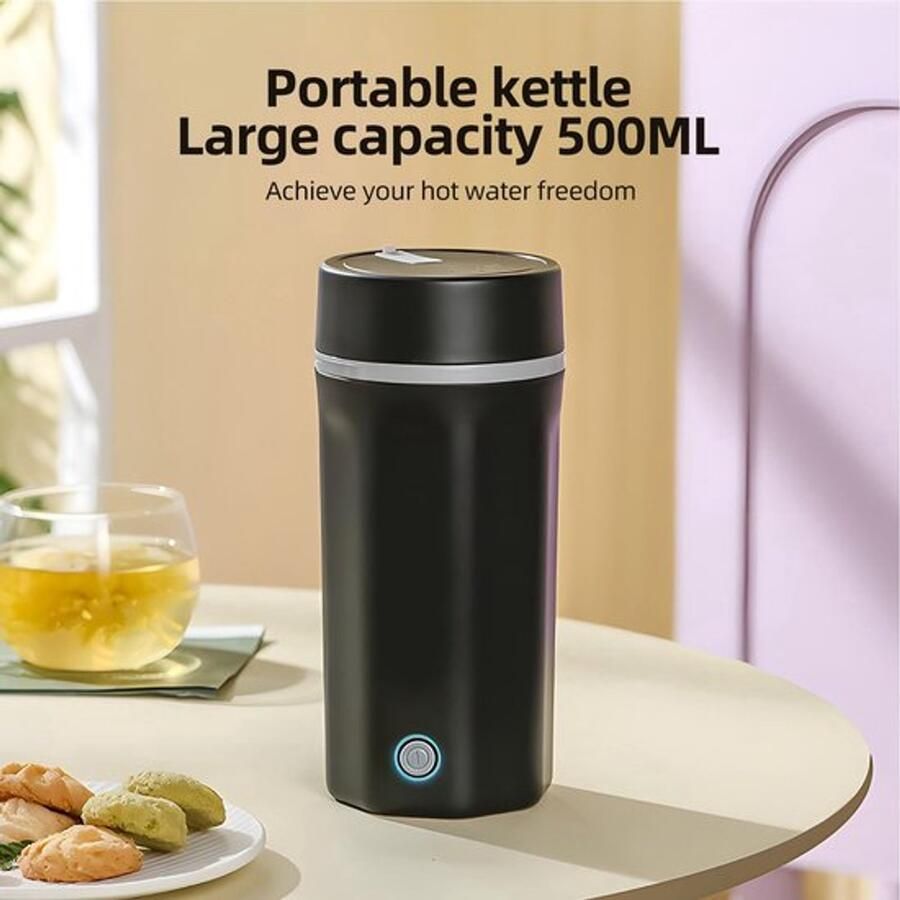 Waterkoker 500 ml Elektrische Reiswaterkoker 300 W Roestvrij Staal Draagbaar voor Thee Koffie Melk EU-stekker