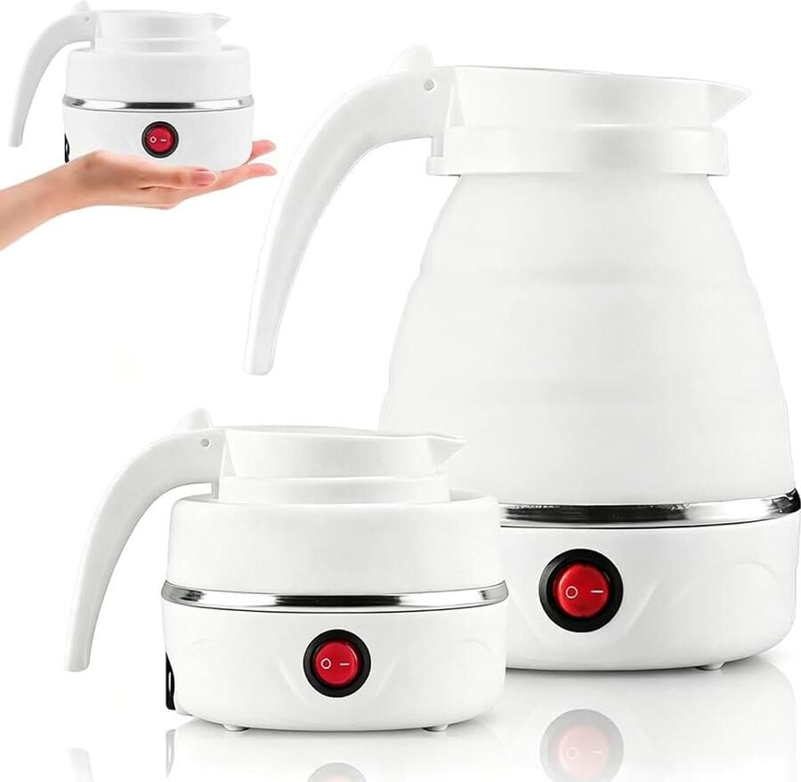 Waterkoker 600 ml waterkoker opvouwbaar camping waterkoker draagbare mini-waterkoker reiswaterkoker kleine siliconen waterketel voor outdoor wandelen survival (wit)