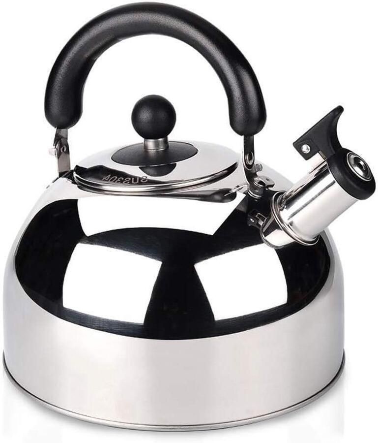 Waterkoker 6L Grote fluitketel Koffie en thee Roestvrij staal 6 Liter Zilverkleurig