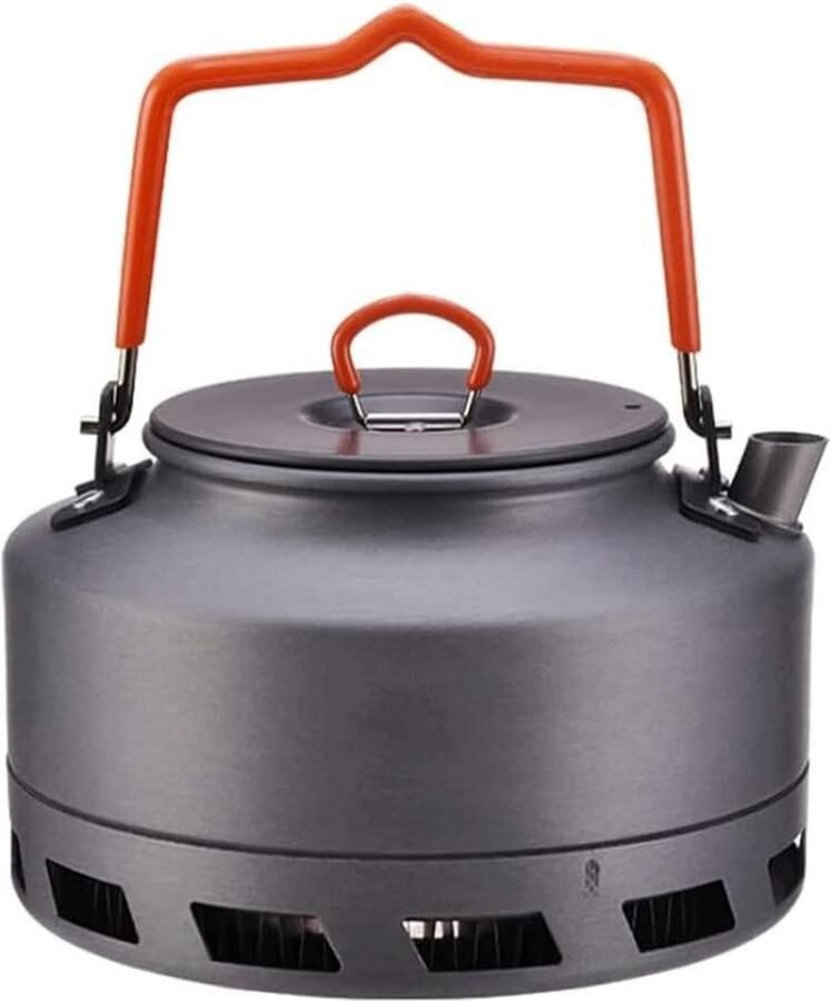 Waterkoker Aluminium Theepot Buiten Kamperen Picknicken Handvat met Hittebescherming 1.1 Liter Aluminiumkleur
