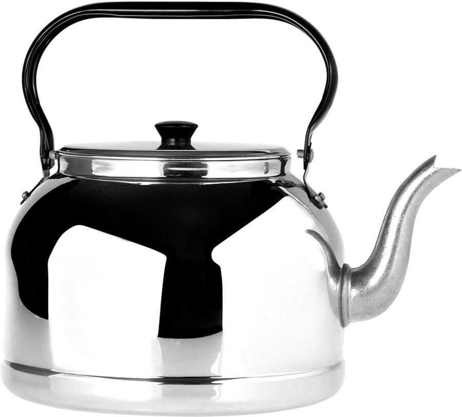 Waterkoker Aluminium Zilver Zwart Water Koken Met Fluit 45 Liter Zwart