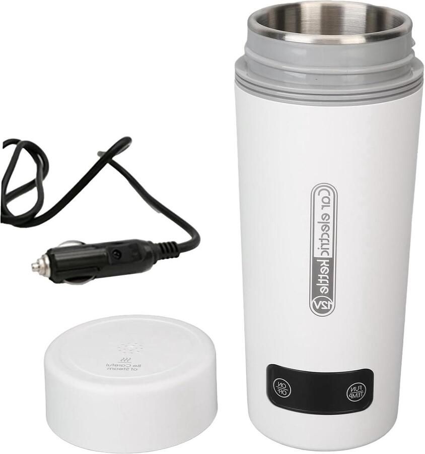 Waterkoker Auto Reis Waterkoker Warme Dranken Onderweg Temperatuurregeling 450 ml Wit