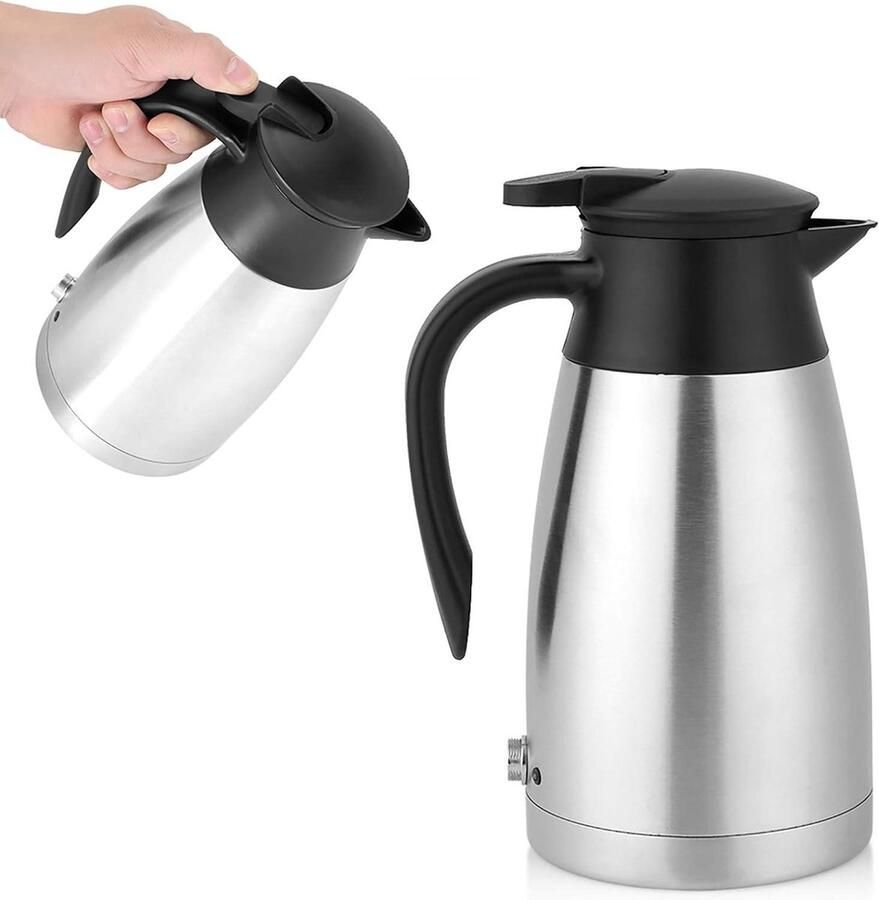 Waterkoker Auto Verwarmer Ketel Reizen Verwarmen Automatische Uitschakeling 1000 ml Zilver Zwart