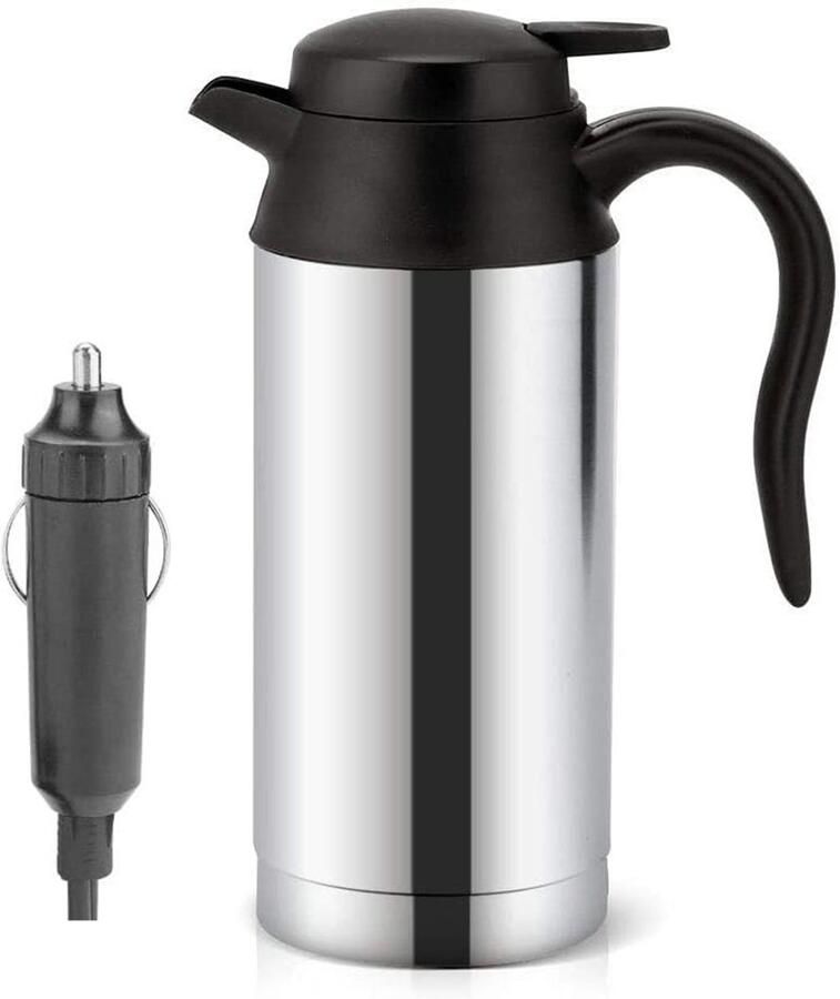 Waterkoker Auto Waterkoker voor Onderweg Waterkoker Camping 12V Zilver 750ML
