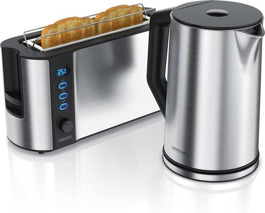 Waterkoker Broodrooster Set Keukenapparaten Set Ontbijt Bereiden Roestvrij Staal 1.5L 1000W Zilver