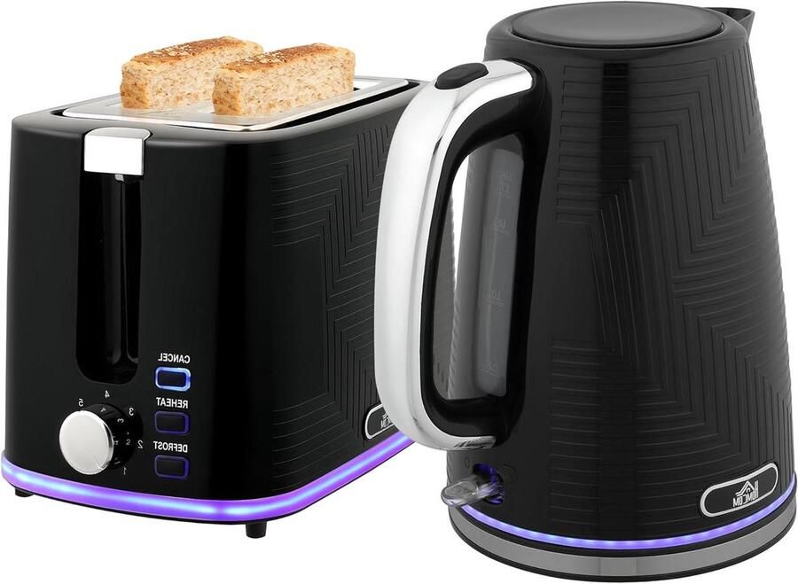 Waterkoker Broodrooster Set Ontbijt Set Keuken Apparaten Roestvrijstaal 17 Liter Zwart