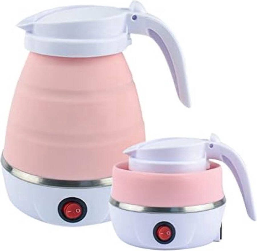 600 ml Draagbare Waterkoker Opvouwbaar Reiswaterkoker- Mini Waterkoker Roze