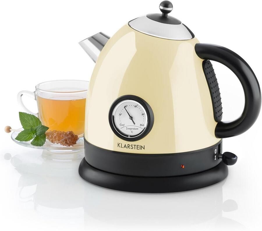 Waterkoker elektrisch 1 5 liter retro design met temperatuurmeter