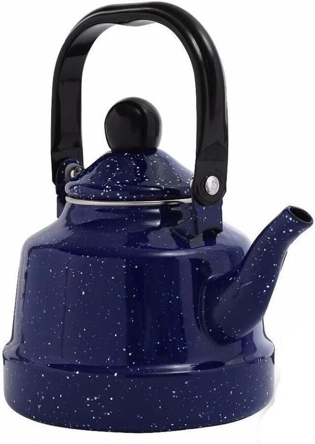 Waterkoker Emaille Koffiezetter Koffie Zetten Fluitend 1.7 Liter Blauw