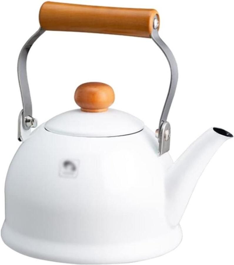 Waterkoker Emaille Theepot Fornuis Water Koken Verdikt Ontwerp 1.5 Liter Wit