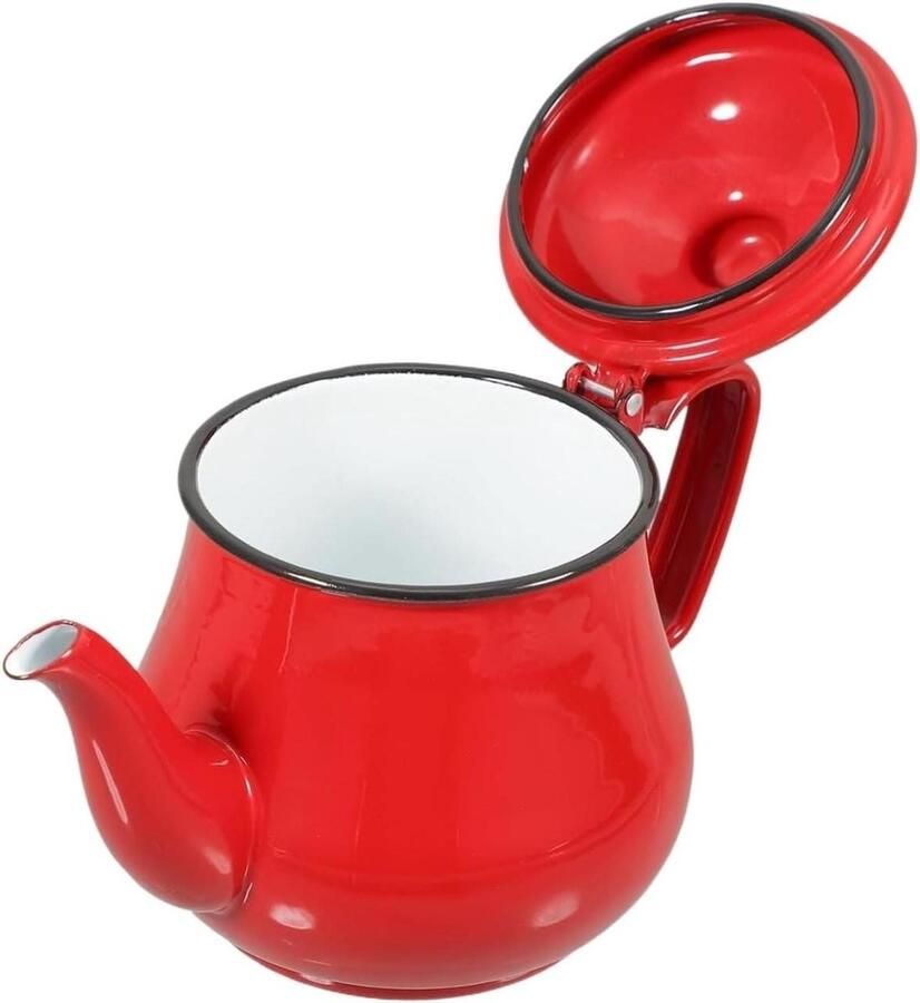 Waterkoker Emaille Theepot Ketel Water Verwarmen Snelle Verwarming 1 Liter Rood