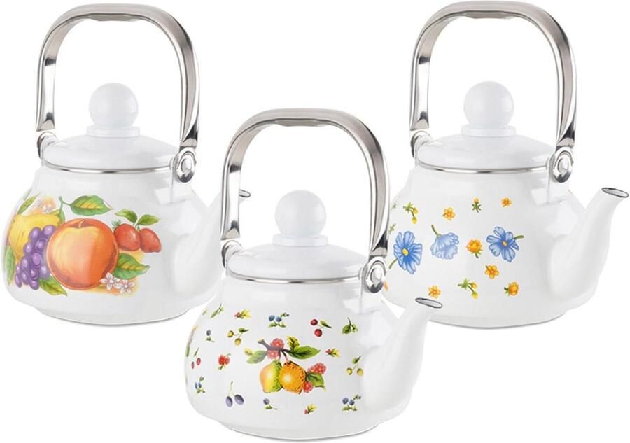 Waterkoker Emaille Theepot Kookplaat Thee Zetten Geëmailleerde Buitenkant 1 Liter Gesorteerd