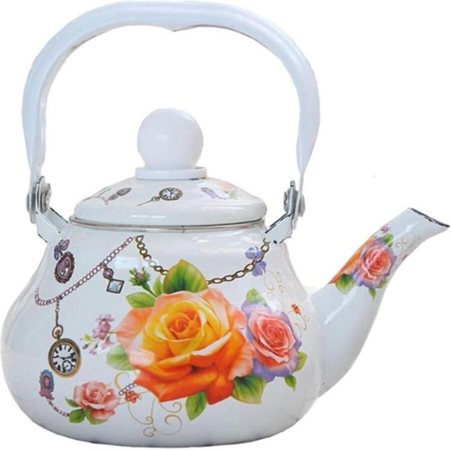 Waterkoker Emaille Theepot Water Koken Hittebestendig Handvat 08 Liter Zwart