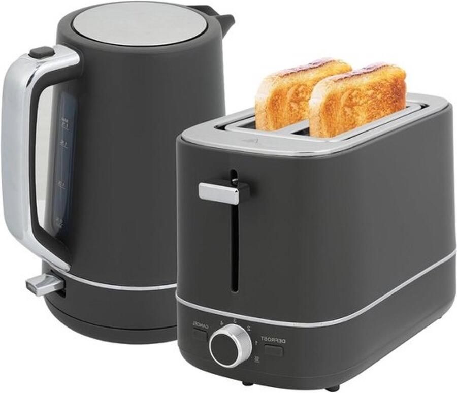 Waterkoker- en broodroosterset Ontbijtset voor de keuken Snel ontbijt bereiden Veilig en gebruiksvriendelijk 17 liter Beige