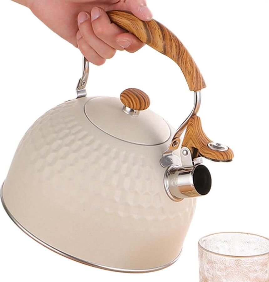Waterkoker Fluitketel Kookpan Theepot Snel Water Koken Automatisch Fluit Signaal 2.5 Liter Wit