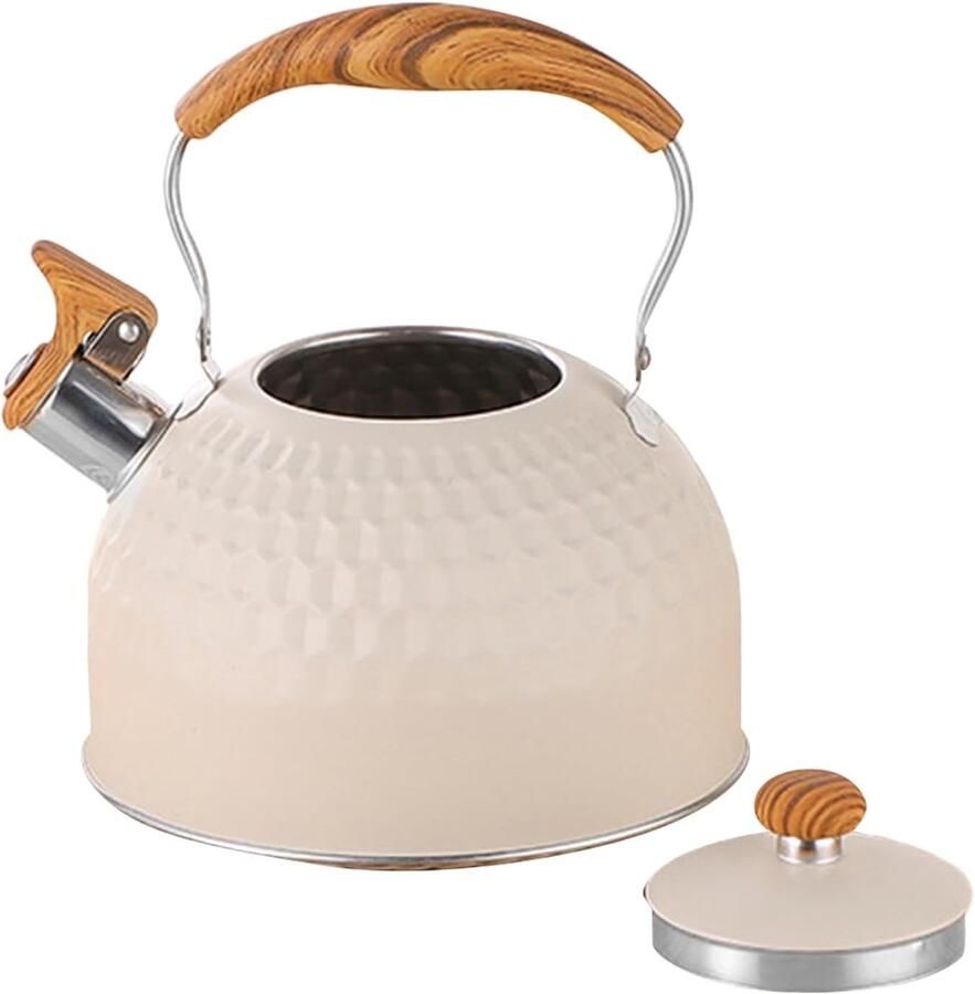 Waterkoker Fluitketel Kookpot Keuken Snel Water Koken Veelzijdig Kookplaat Gebruik 2.5 Liter Capaciteit Wit